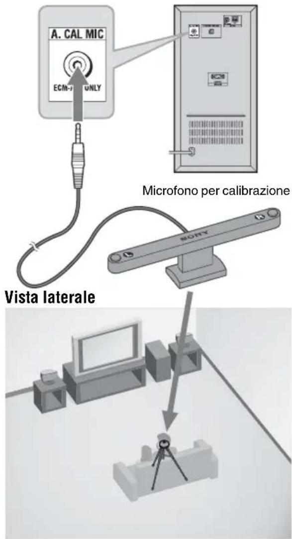 SONY DARX1 - Collegare il microfono per calibrazione alla presa A.CAL MIC sul pannello posteriore del subwoofer. - 1
