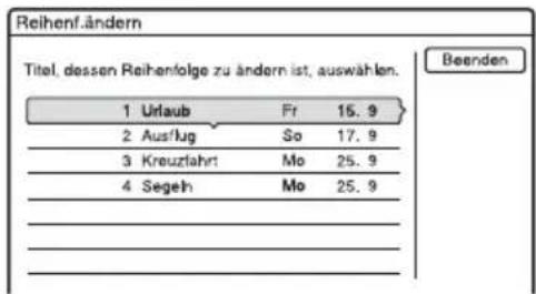 SONY DARX1 - Drücken Sie OPTIONS zur Wahl von „Reihenf.ändern“, und drücken Sie dann - 1