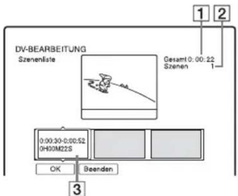 SONY DARX1 - Wenn Sie alle Szenen hinzugefügt haben, drücken Sie ↓. - 1
