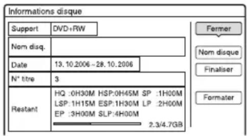 SONY DARX1 - Appuyez sur OPTIONS pour sélectionner « Informations disque », puis appuyez sur ⊕. - 1