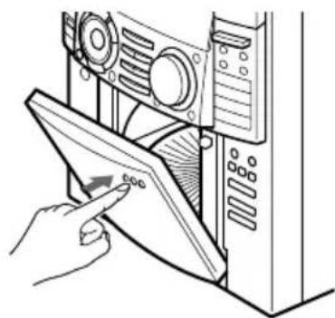 SONY MHCFR1 - Feche a tampa frontal empurrando a extremidade direita da tampa até produzir um «clique». - 1