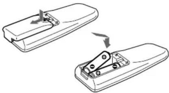 SONY LBTXB66 - Inserción de dos pilas tipo R6 (tamaño AA) en el control remoto - 1