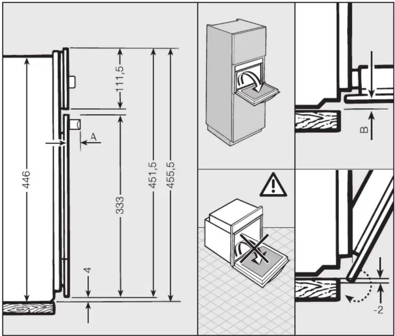 MIELE H6200BM - Cotes détaillées de la façade du four - 1