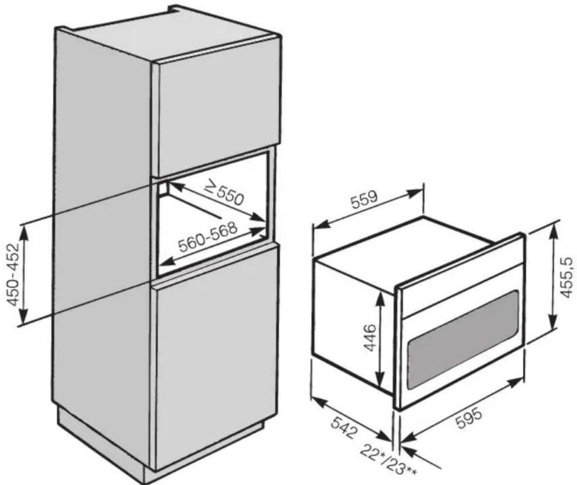 MIELE H6200BM - Dimensions et niche - 1