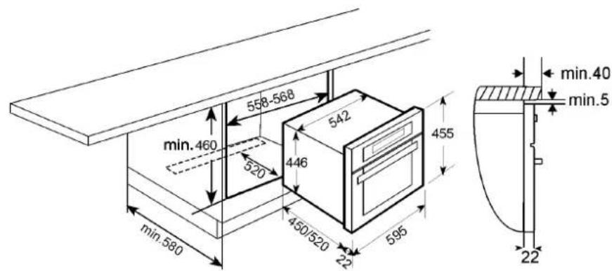 BERTAZZONI F45PROMOW - Dimensions pour l'installation du four / Afmetingen voor installmentie - 1