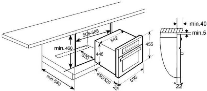 BERTAZZONI F45CONMOW - Dimensions pour l'installation du four / Afmetingen voor installmentie - 1