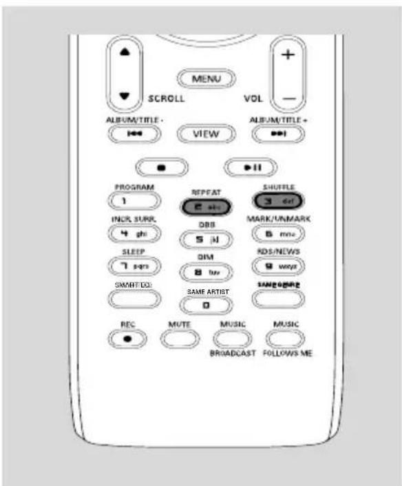 PHILIPS WAC700 - Différents modes de lecture : REPEAT (REPETITION), SHUFFLE (ALEATOIRE) - 1