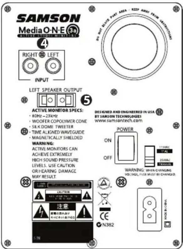 SAMSON MediaOne 3a - Face arrière des MediaOne - suite Les entrées et sorties - 2