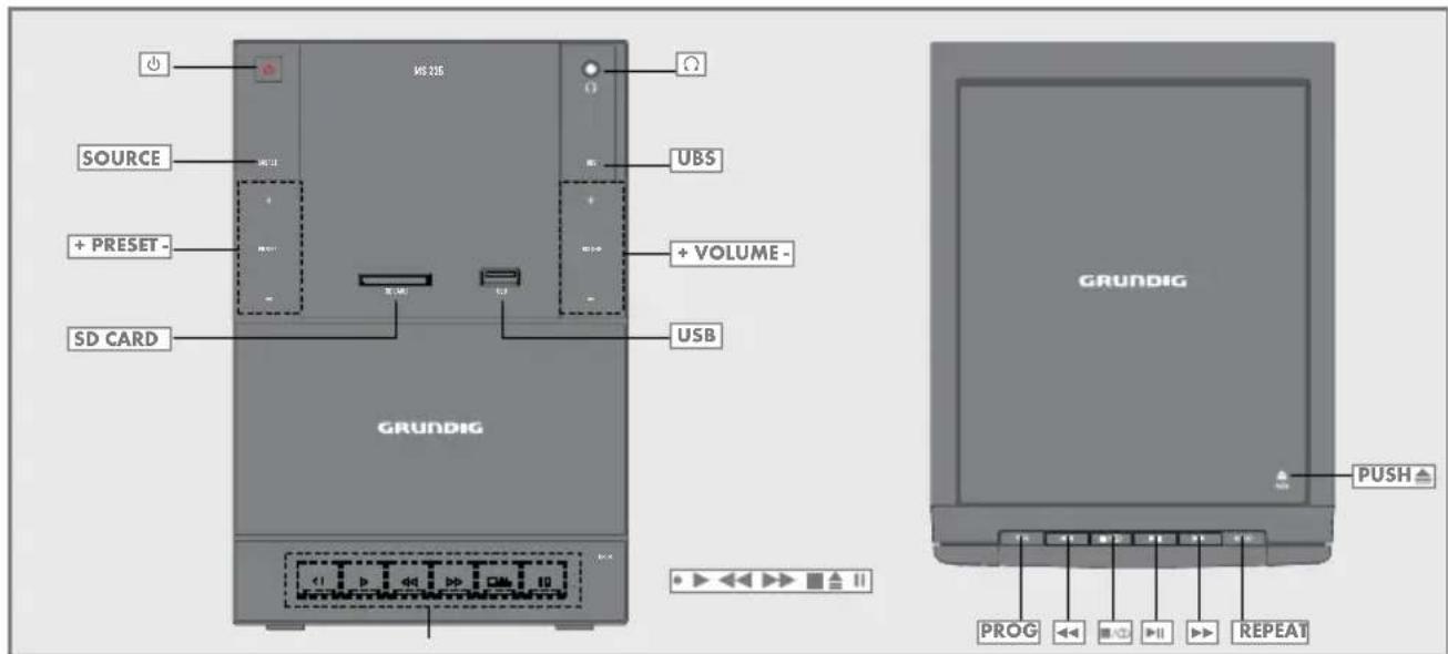 GRUNDIG MS 235 - Les commandes du système hi-fi - 1
