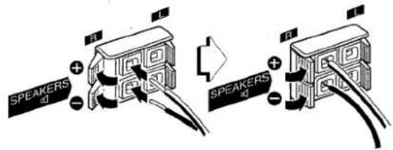 AIWA XRH33MD - Connect the right and left speakers to the main unit. - 1