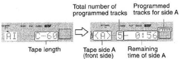 AIWA XRH33MD - Press numbered buttons 0-9 on the remote control to designate the tape length. - 1