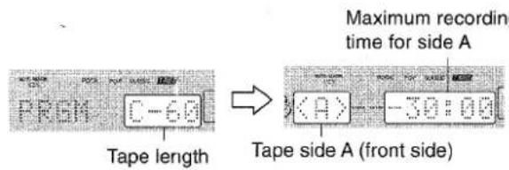 AIWA XRH33MD - Press numbered buttons 0-9 on the remote control to designate the tape length. - 1