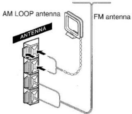 AIWA XRMD90 - Connect the supplied antennas. - 1