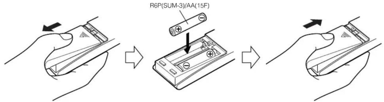 JVC VSDT9R - Einlagen der Batterien in die Fernbedienung - 1