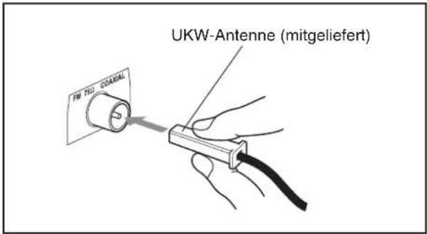 JVC UXM55R - Schließen Sie die mitgelieferte UKW-Antenne an die FM 75Ω COAXIAL UKW-Buchse an. - 1