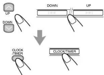 JVC UXL40R - Druk op UP of DOWN om het volumeniveau in te stellen en druk dan op CLOCK/TIMER. - 1
