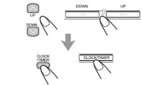 JVC UXL40R - Druk op UP of op DOWN om het juiste uur in te stellen en druk verwolgens op CLOCK/TIMER. - 1