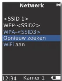 Network WEP- WPA- Opnieuw zoeken WiFi aan 12:34 Kamer 1