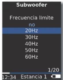 Subwoofer Frecuencia límite no 20Hz 30Hz 40Hz 50Hz 60Hz 1/20 12:34 Estancia 1