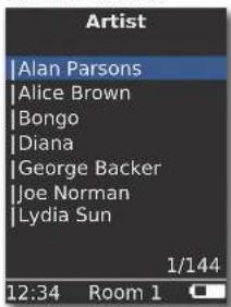 Artist Alan Parsons Alice Brown Bongo Diana George Backer Joe Norman Lydia Sun 1/144 12:34 Room 1