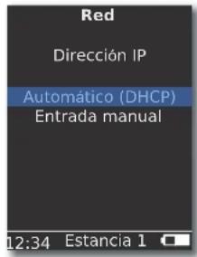 Red Dirección IP Automático (DHCP) Entrada manual 12:34 Estancia 1