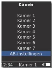Kamer Kamer 1 Kamer 2 Kamer 3 Kamer 4 Kamer 5 Kamer 6 Kamer 7 AB-instellingen 12:34 Kamer 1
