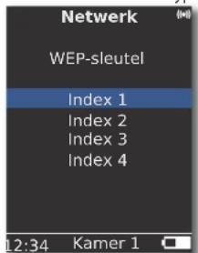 Network WEP-sleutel Index 1 Index 2 Index 3 Index 4 12:34 Kamer 1