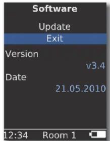 Software Update Exit Version v3.4 Date 21.05.2010 12:34 Room 1