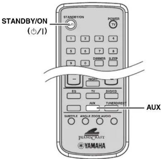 STANDBY/ON (+/1) STANDBY/ON POWER TV 1 2 3 4 5 6 7 8 9 0 DIMMER SLEEP NIGHT EQ TV DVD/CD AUX TUNERDIRECT SUBTITLE ANGLE ZOOM AUDIO PIANO-CRAFT YAMAHA