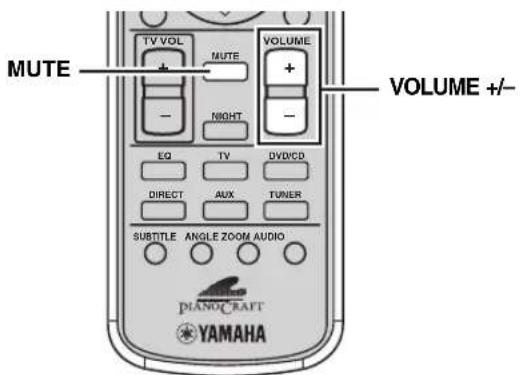 MUTE TV VOL + - MUTE VOLUME + - NIGHT EQ TV DVD/CD DIRECT AUX TUNER SUBTITLE ANGLE ZOOM AUDIO PIANO CRAFT YAMAHA