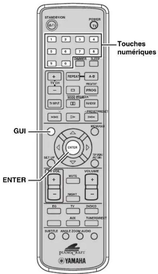 STANDBYION POWER TV 1 2 3 4 5 6 7 8 9 0 DIMMER SLEEP + TV CH - REPEAT A-B FREQEST PROG MODE STRAWK TV INPUT RANDOM PRESETPREFET > > > > MENU GU GUI ENTER SET UP TOP VIEW RETURN TV VOL VOLUME MUTE + - NIGHT - EO TV DVDCD AUX TUNERDIRECT SUBTITLE ANGLE ZOOM AUDIO PIANO CRAFT YAMAHA