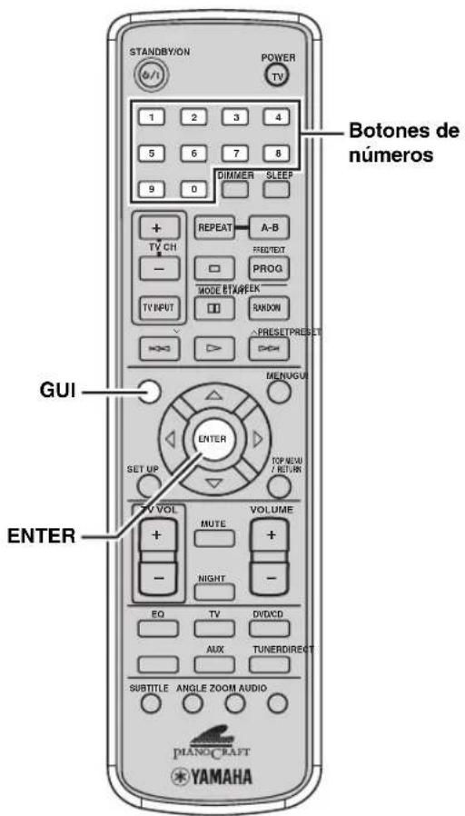 STANDBY/ON POWER TV 1 2 3 4 5 6 7 8 9 0 DIMMER SLEEP + REPEAT A-B TV CH PRIETEXT - □ PROG MODE BTA/VEEK ■ RANDOM => > PRESETPRESET =>> MENU GU GUI ENTER SET UP VOLUME TV VOL MUTE + - NIGHT - EQ TV DVD/CD AUX TUNERDIRECT SUBTITLE ANGLE ZOOM AUDIO MANU-CRAFT YAMAHA