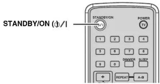 STANDBY/ON (1)/1 STANDBY/ON POWER TV 1 2 3 4 5 6 7 8 9 0 DIMMER SLEEP + REPEAT A-B
