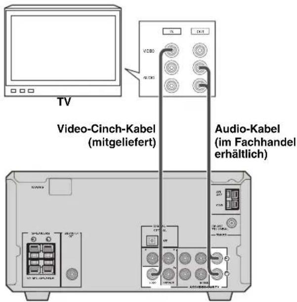 TV Video-Cinch-Kabel (mitgeliefert) Audio-Kabel (im Fachhandel erhältlich)