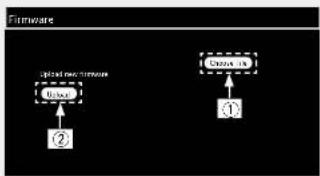 MARANTZ NA11S1 - Lorsque I'ecran suivant s'affiche sur I'ordinateur, cliquez sur le bouton "Choose File" (1), selectionnez le fichier de mise à jour et cliquez sur le bouton "Upload" (2). - 1