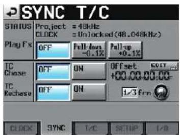 TASCAM HS8 - Page SYNC (synchronisation) - 1