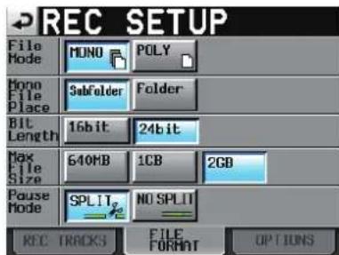 TASCAM HS8 - Régler le format du fichier - 3