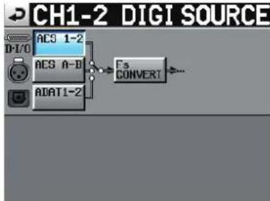 TASCAM HS8 - Réglages de source numérique (CHx-x DIGI SOURCE) - 1