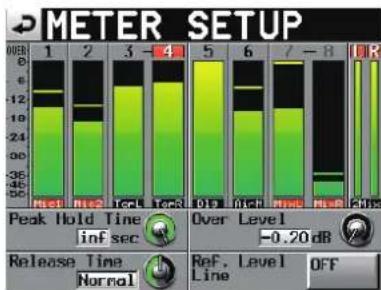 TASCAM HS8 - Réglages d'indicateur de niveau (METER SETUP) - 1
