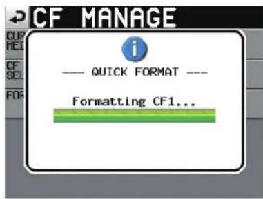 CF MANAGE QUICK FORMAT --- Formatting CF1...