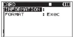 TASCAM DR680MKII - Visualisation d'informations sur la carte - 1