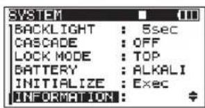 TASCAM DR680MKII - Visualisation des informations système - 1