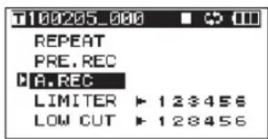 TASCAM DR680MKII - Emploi de la fonction d'enregistrement automatique - 1