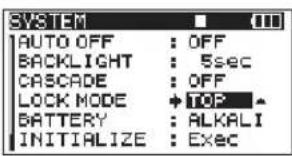 TASCAM DR680MKII - Réglage de l'étendue du verrouillage des commandes - 1