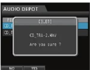 TASCAM DP24SD - Suppression de fichiers du dossier AudioDepot - 1