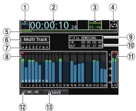 TASCAM DP24SD - Écran d'accueil - 1