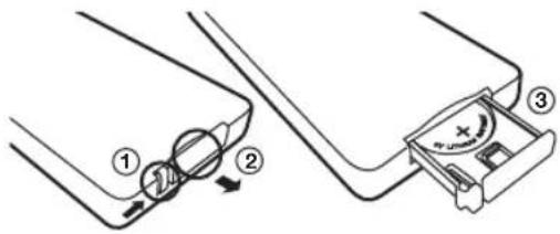 GENEVA Model M - Como é que substituo a bateria do telecomando? - 1