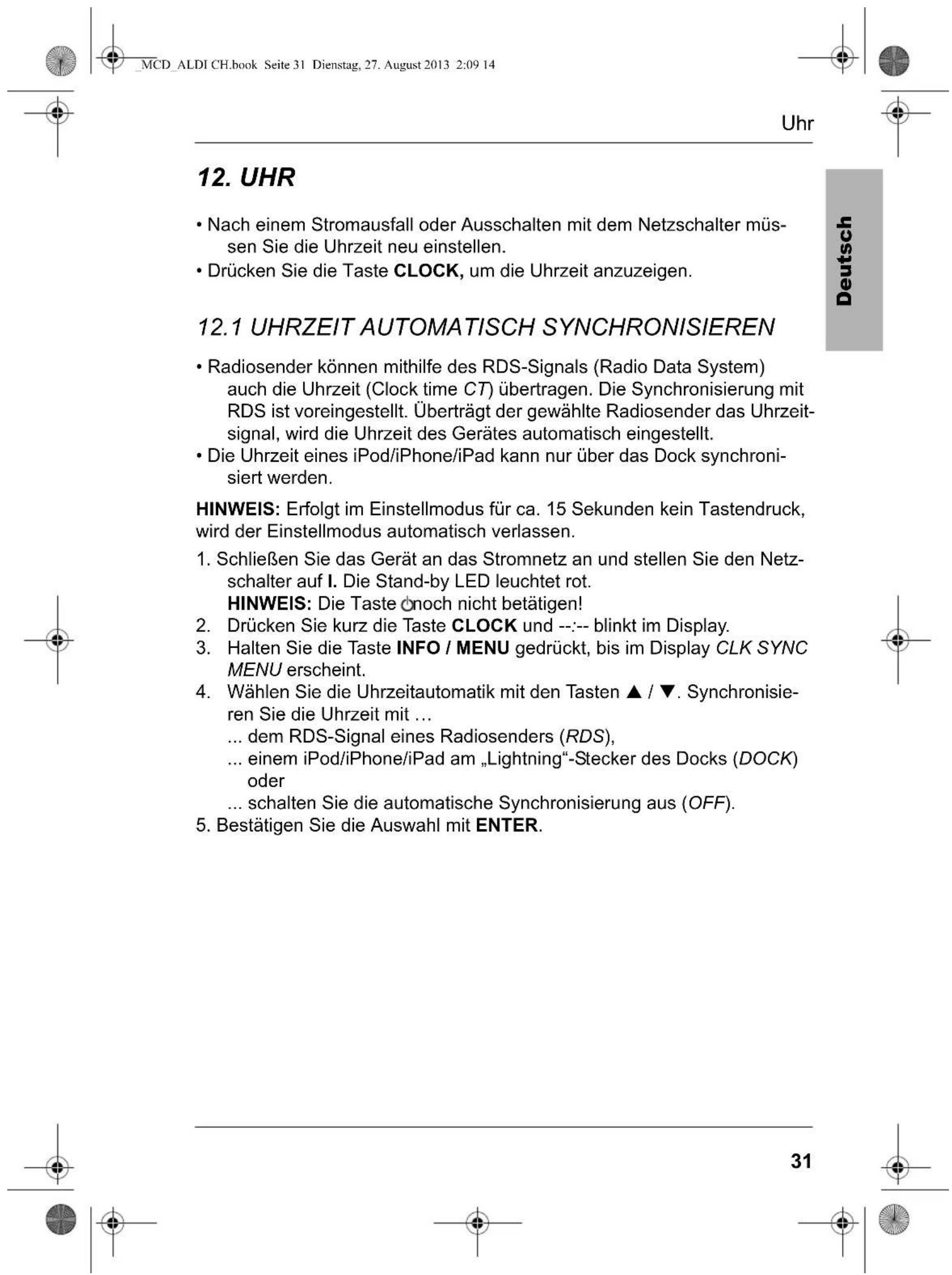 Terris MCD 234 - Programmloschen - 1