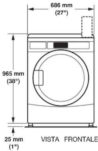 686 mm (27") 965 mm (38") 25 mm (1") VISTA FRONTALE