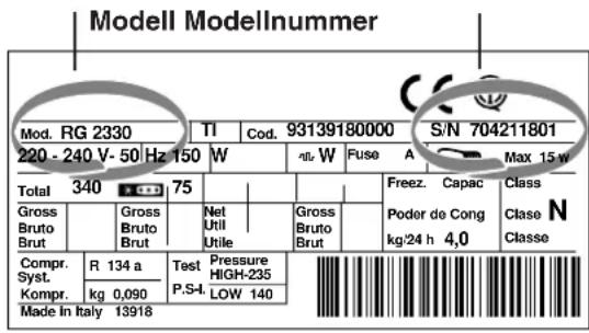 HOTPOINT-ARISTON BCB 312 AIFF - Geben Sie bitte Folgendes an: - 1